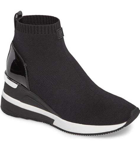 michael michael kors skyler knit bootie wom|mk skyler wedge sneakers.